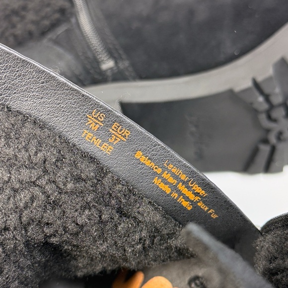 New SAM EDELMAN Tenlee Shearling Leather Lace Up Hiking Boots Black 7 - Picture 8 of 8